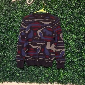H&M Men's Camouflage Crewneck Sweater - Black, Blue, Red, Gray